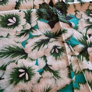Floral Patterned Fabric in Green and White